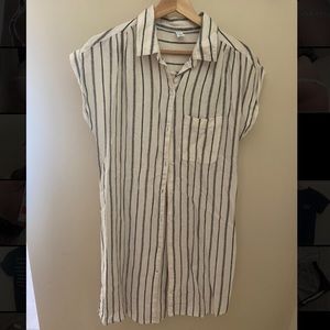 Striped Button Up T shirt dress
